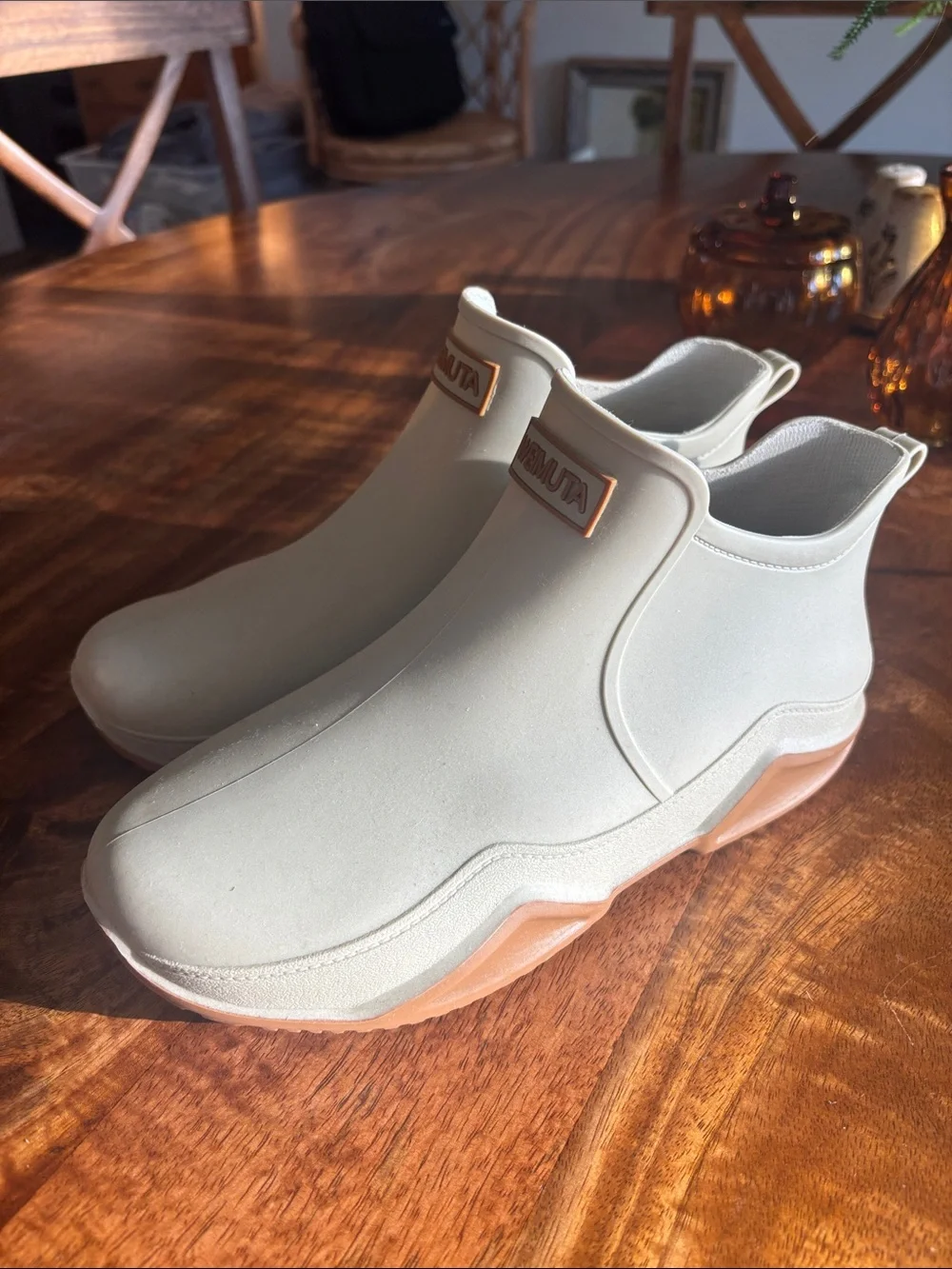 Waterproof Rain Boots in Light Beige